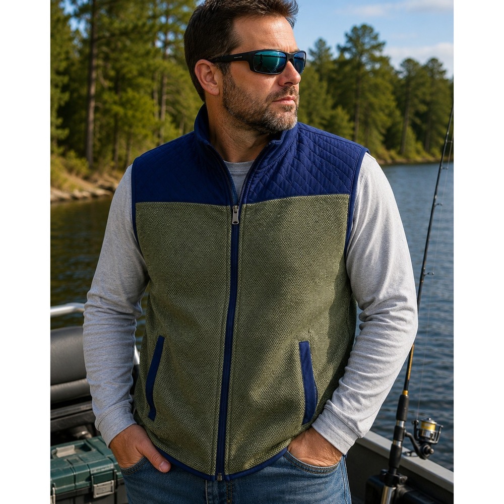 SOUTHERN TIDE Men's XL Tide To Trail Blue Green Hucksley Vest Zip‎ Pockets -1548